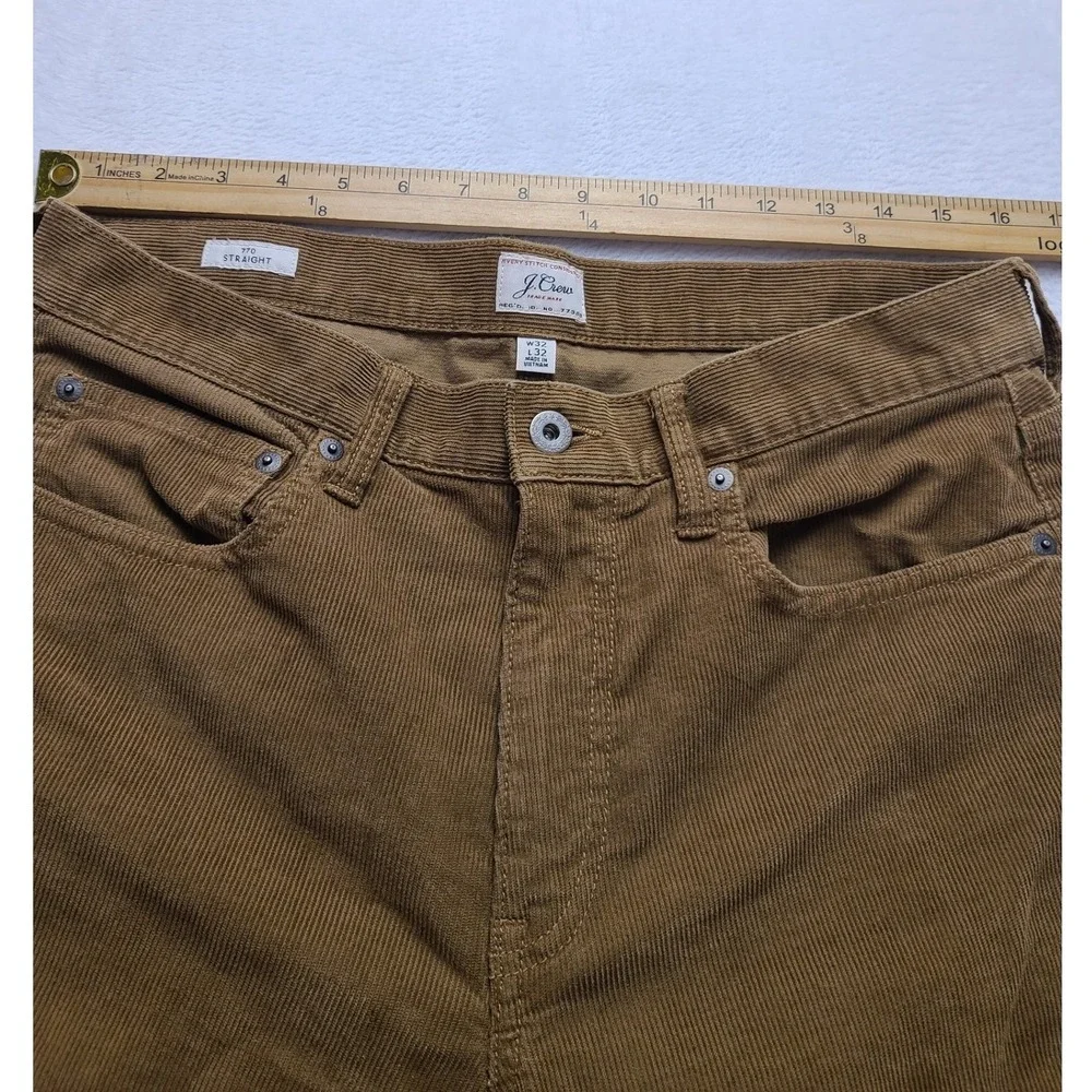 J. Crew 770 Straight Fit Corduroy Pants Men's 32x32 Brown Fine Wale 5-Pocket